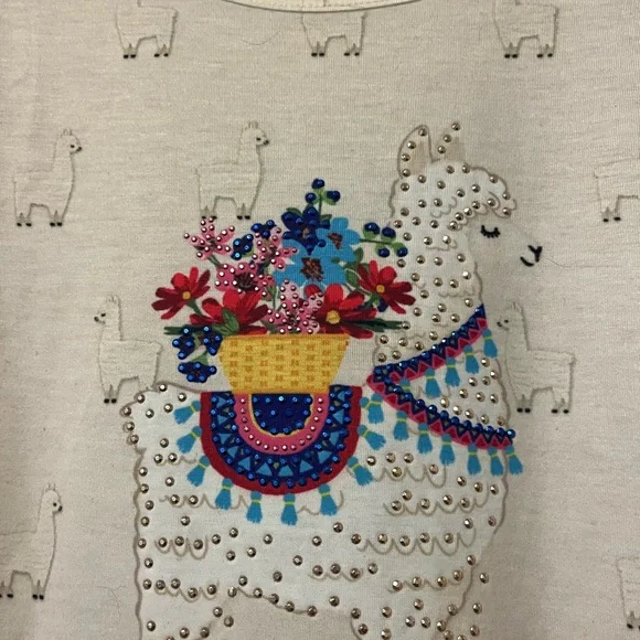 ONE WORLD Cream and Red Relaxed Graphic Tee - Picture 2 of 3